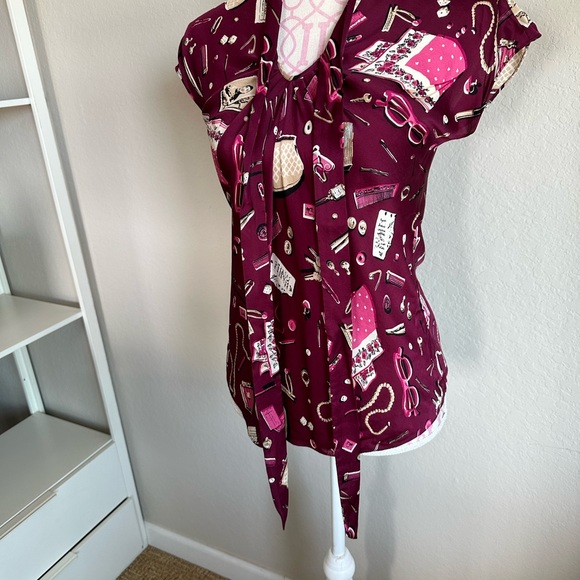 Talbots Raspberry Silk Blouse - Picture 2 of 5